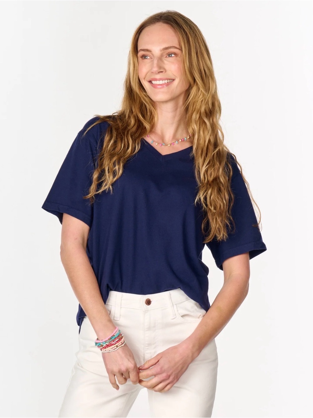 Green Envelope Navy Short Sleeve Women's Tee